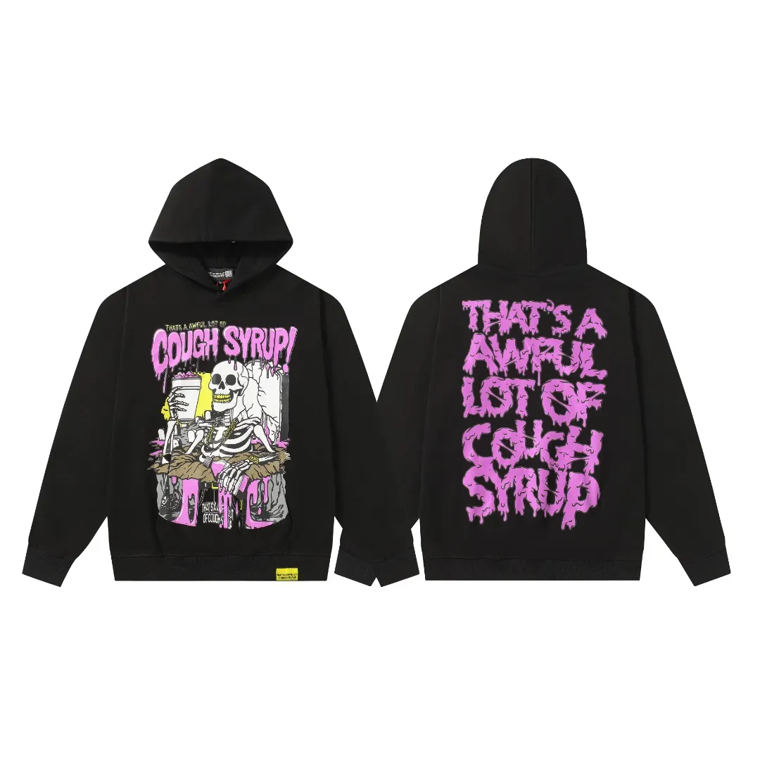 C 322## Black｜ P112 THAT'S A AWFUL LOT OF COUGH SYRUP In Stock Same Style. （fabric):420 100 Sizes（size）：S-M- L- X L （colour）：